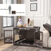 PawHut 31" Dog Crate Furniture End Table with Three Doors for Small Dogs, Coffee(m-3)