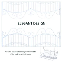 Outsunny Solid Metal 2 Seat Swing Chair Hanging Hammock Outdoor Garden White(m-5)