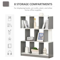 HOMCOM 3-Tier Wooden Bookcase, Display Shelf Freestanding Decorative Storage Shelving, Home Office Grey and White(m-4)