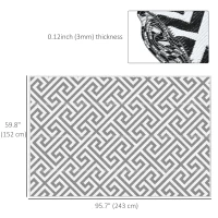 Outsunny Reversible Outdoor RV Rug, Patio Floor Mat, 5' x 8' Plastic Straw Rug for Backyard, Deck, Beach, Camping, Grey & White(m-3)