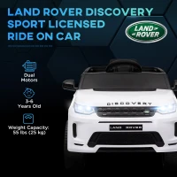 Qaba Land Rover Discovery Sport Licensed 12V Kids Ride on Car with Remote Control Soft Start, LED Lights, White(m-4)