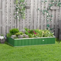 Outsunny 5.7' x 3' x 1' Raised Garden Bed, Galvanized Metal Planter Box for Vegetables Flowers Herbs, Green(m-2)