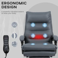 Vinsetto Microfibre Massage Office Chair, Heated Reclining Chair with Footrest, Double-tier Padding, Swivel Wheels, Dark Gray(m-4)
