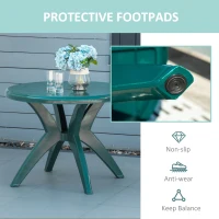Outsunny 36.25" Dia Round Plastic Patio Table with Umbrella Hole, Outdoor Bistro Dining Table, for Bar, Garden, Backyard, Poolside, Yard, Green(m-5)