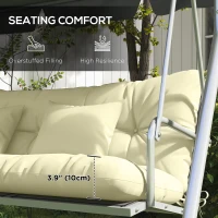 Outsunny 4-Piece Back and Seat Cushion Pillows Replacement and Pillows, Patio Chair Cushions Set with Ties, Cream White(m-6)