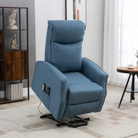 HOMCOM Electric Lift Chair, Power Chair Recliner with 8 Massage Vibration Points, Remote Control, Side Pockets, Blue(m-1)