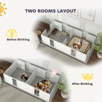 PawHut Whelping Box for Dogs and Puppies, Dog Birth Supplies Indoor w/ Adjustable Height Doors, for Medium Sized Dogs(m-5)