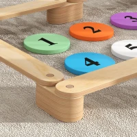 Qaba 6 PC Wooden Balance Beam for Kids, for Coordination, for Indoor Outdoor(m-10)