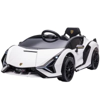Aosom 12V Lamborghini SIAN Licensed Electric Car for kids with Remote Control, Horn, Music, & Headlights, White(m-1)