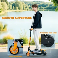 Soozier Foldable Electric Scooter for Kids Ages 6-14, with Seat and 2 Adjustable Heights, Max 6km Range & 12km/h, Orange(m-5)