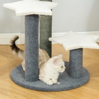 PawHut 30" Cat Tree Kitty Activity Center Climbing Toy Rest Pet Furniture with Sisal Scratching Post Moon Star Shaped Perch Hanging Ball Grey, White(m-9)
