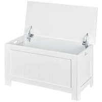 HOMCOM Large Storage Box Storage Trunk Cabinet Container with Lid and 2 Safety Hinges, White(m-2)