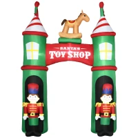 Outsunny 11.5ft Christmas Inflatables Outdoor Decorations Archway with 2 Nutcracker Soldiers Rocking Horse, Blow-Up LED Yard Christmas Decor for Lawn Garden Party(m-1)