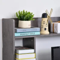 HOMCOM Office Computer Desk Writing Table Workstation with Storage Shelves, Decorative Hutches, & Strong Build, Grey(m-9)