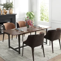 HOMCOM 63"-79" Collapsible Dining Table for 4-6, Foldable Kitchen Table with Steel Frame for Dining Room, Brown Wood Grain(m-8)