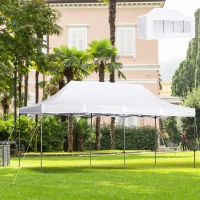 Outsunny 10' x 20' Pop Up Canopy Tent with Sidewalls & Doors, Instant Tents for Parties with Wheeled Carry Bag, Height Adjustable, for Outdoor, Garden, Patio, White(m-10)