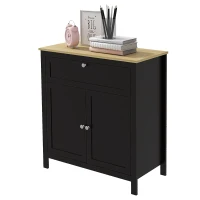 HOMCOM Sideboard Cabinet, Buffet Table with Drawer, Double Door Cupboard and Adjustable Shelf for Living Room, Entryway, Black(m-2)