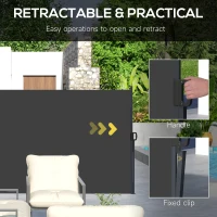 Outsunny 13' x 6' Retractable Side Awning, Outdoor Privacy Screen for Garden, Hot Tub, Balcony, Terrace, Pool, Black(m-5)