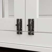 PawHut 39" Dog Crate Furniture Side End Table for Large Dogs w/ Blackboard, Three Doors, White(m-10)