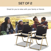 Outsunny 2 Pack Folding Camping Chair, Lightweight & Portable Beach Chairs Armchairs, Perfect for Festivals, Fishing, Picnic and Hiking, Black(m-4)