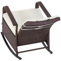 Outsunny PE Rattan Rocking Recliner with Footrest, Beige(m-8)