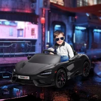 Qaba McLaren 765LT Licensed 12V Kids Electric Car w/ Scissor Doors, Transport Wheels, Remote, Slow Start, Music Horn Black(m-1)