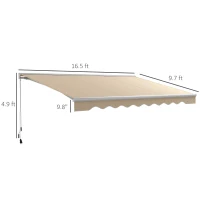 Outsunny 16.5' x 10' Electric Awning, Retractable Awning with LED Lights and Remote Controller for Door and Window, Cream White(m-3)