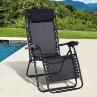 Outsunny Zero Gravity Lounger Adjustable Patio Lounge Chair Foldable Reclining Seat Outdoor Garden Portable Recliner Black(m-8)