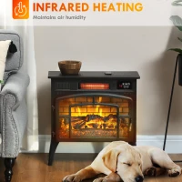 HOMCOM Electric Fireplace Stove, Infrared Fireplace Heater with Realistic Flame & Adjustable Temperature, 1500W, Black(m-6)