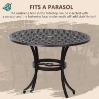 Outsunny 5 Pieces Outdoor Dining Set, Cast Aluminium Patio Table and Chairs with Parasol Hole, Patio Dining Set for 4, Brown(m-5)