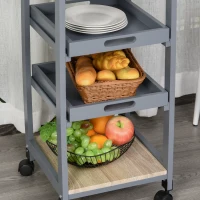 HOMCOM Kitchen Island Rolling Trolley Utility Serving Cart with Drawer  Grey(m-12)
