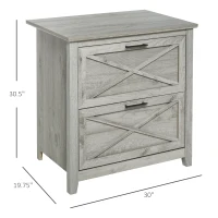 HOMCOM Retro Wooden 2-Drawer Lateral File Chest Cabinet Pedestal for Document Storage with Hanging Bar for Letter/Legal Size, Grey(m-3)