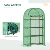 Outsunny Outdoor Mini Greenhouse, Portable Green House with Storage Shelves, Zippered Door, PE Cover, 31.5" x 19.3" x 63", Green(m-5)