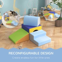 Qaba 4 Piece Foam Play Set, Soft & Safe Kids Toddlers Children Climbing Set for Crawling or Sliding, Contemporary(m-6)