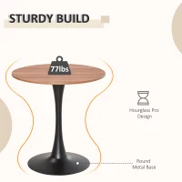 HOMCOM 27.5" Round Dining Table with Metal Pedestal Base for Living Room, Natural Wood/Black(m-6)
