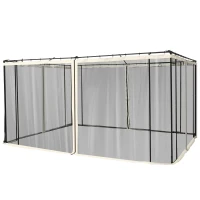 Outsunny Replacement Mosquito Netting for Gazebo 10' x 12' Black Screen Walls for Canopy with Zippers, Cream White(m-11)