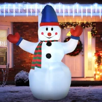 Outsunny 8ft Inflatable Christmas Snowman with Blue Hat and Red Gloves, Blow-Up Outdoor LED Yard Display for Lawn Garden Party(m-8)