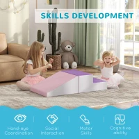 Soozier 2-Piece Climb and Crawl Activity Soft Play Set, for Toddler Preschooler Babies Indoor, Purple(m-7)
