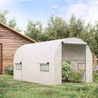 Outsunny 9.6' x 6.5' x 6.2' Walk-In Greenhouse w/ 2 Doors & Windows, White(m-10)