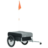 Aosom Bike Cargo Trailer, Foldable Bicycle Trailer, Luggage Wagon with Hitch, Removable Cover, Triple Safety Features and 16'' Wheels(m-1)