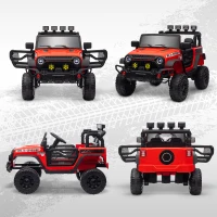 Qaba 12V Battery Powered Ride on Car, Ride on Truck w/ Remote, 4 Suspension Wheels, Music Horn Lights, Red(m-9)