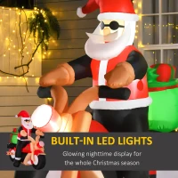 HOMCOM 6' Christmas Inflatable Santa Claus Riding A Motorcycle with Toy Bag, Outdoor Blow-Up Yard Decoration with LED Lights Display(m-4)