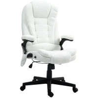 Vinsetto 6 Point Executive Office Chair with Heat, Velvet High Back Vibrating Massage Office Chair, White(m-1)