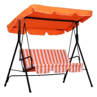 Outsunny 3-Seater Outdoor Porch Swing with Adjustable Canopy, Patio Swing Chair for Garden, Poolside, Backyard, Orange(m-11)
