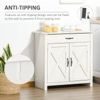 HOMCOM Farmhouse Sideboard Buffet Cabinet, Storage Cabinet with Barn Doors, Distressed White(m-6)