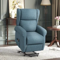 HOMCOM Wingback Lift Chair for Elderly, Power Chair Recliner with Footrest, Remote Control, Side Pockets, Blue(m-1)