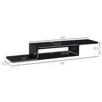 HOMCOM Floating TV Stand for TVs up to 60", Wall Mounted Media Console with 2-Tier Shelf, Entertainment Center Unit for Living Room Bedroom, Black(m-3)