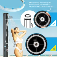 Outsunny 7' Outdoor Solar Heated Shower with 360 Rotating Rainfall & Handheld Shower Head, Foot Shower Faucet, Temperature and Pressure Adjustable, Holds 9.2 Gallons for Backyard Pool(m-8)