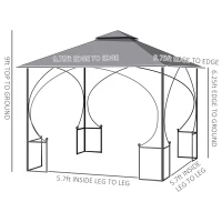 Outsunny 10' x 10' Patio Gazebo, Double Roof Outdoor Gazebo Canopy Shelter with Netting, Steel Corner Frame for Garden, Lawn, Backyard and Deck, Dark Gray(m-3)