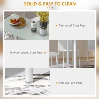 HOMCOM Modern Dining Table Set for 4, Space-Saving 5 Pieces Kitchen Table Set with Rectangle Table and Steel Frame, White(m-7)